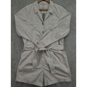 J. Crew Womens Utility‎ RomperShortall  Beige Belted Long Sleeve Size 14T New
